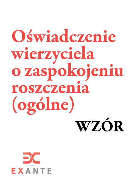 Oświadczenie wierzyciela o zaspokojeniu roszczenia (ogólne) — WZÓR