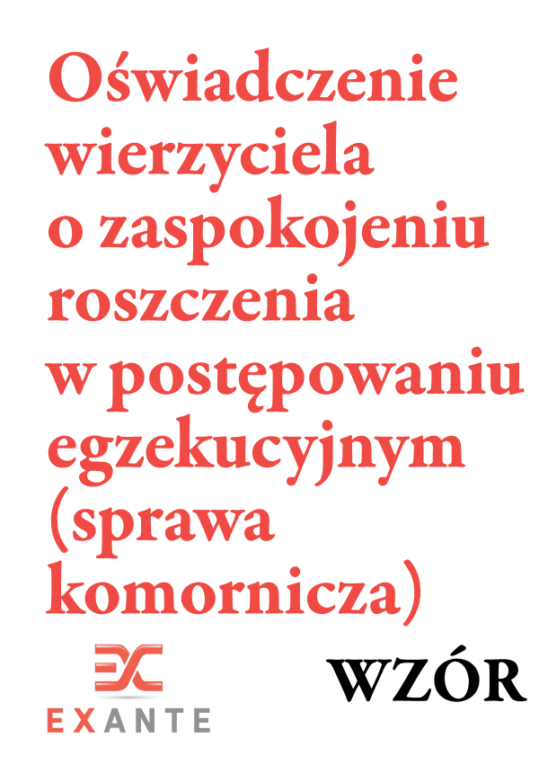 Oświadczenie wierzyciela o zaspokojeniu roszczenia w postępowaniu egzekucyjnym