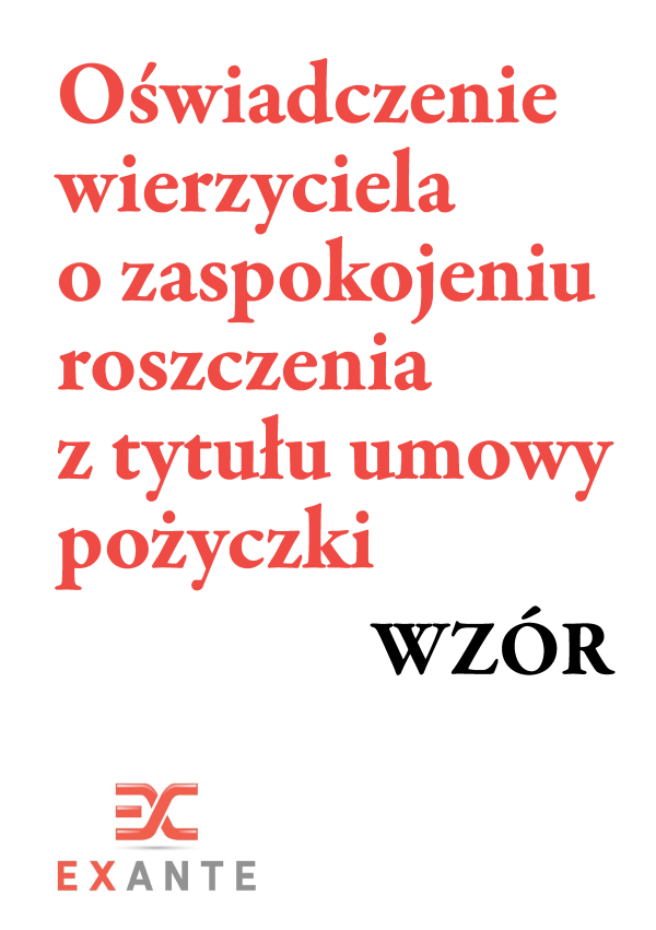 Oświadczenie wierzyciela o zaspokojeniu roszczenia z tytułu umowy pożyczki